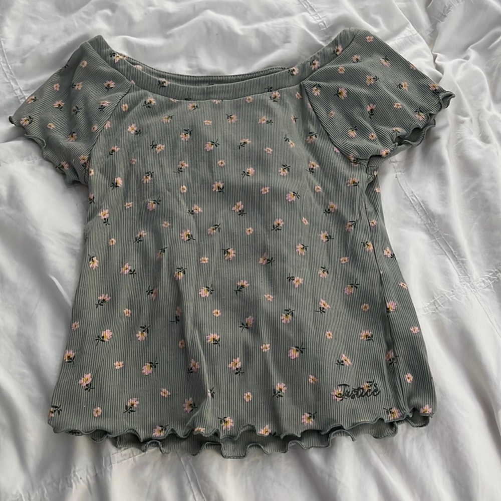 green justice short sleeve shirt with floral design 12 girl
